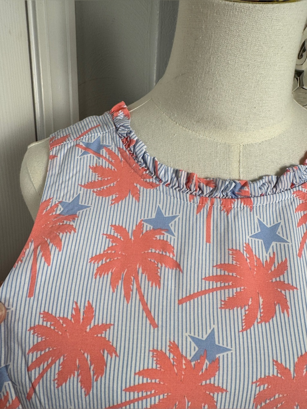 Crown & Ivy Palm Tree Shift Dress Size 12 Tropical July 4 Patriotic pockets - Picture 6 of 9